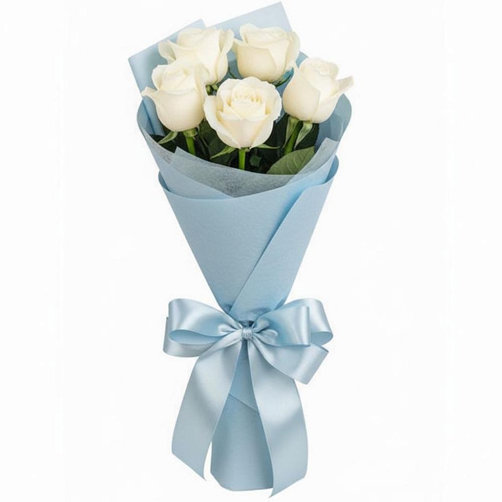 Букет 5 Белых роз Проуд в Лесном Рязанской области