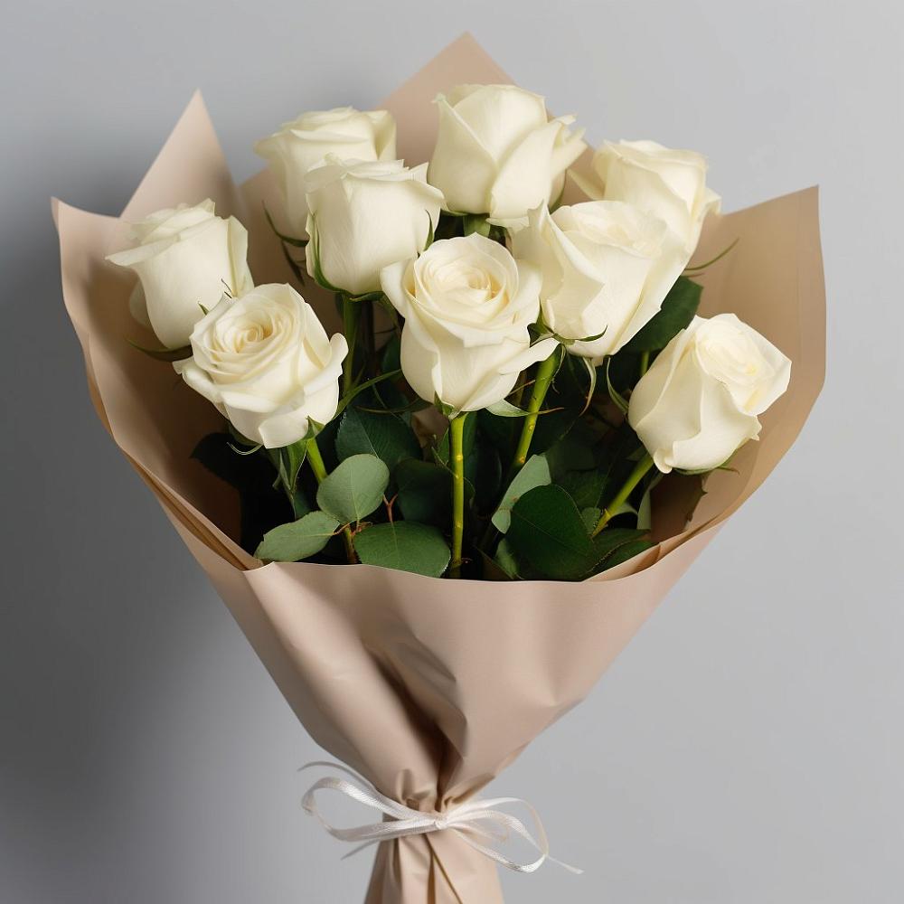 Букет 9 Белых роз Эдлесс Лав в Лесном Рязанской области
