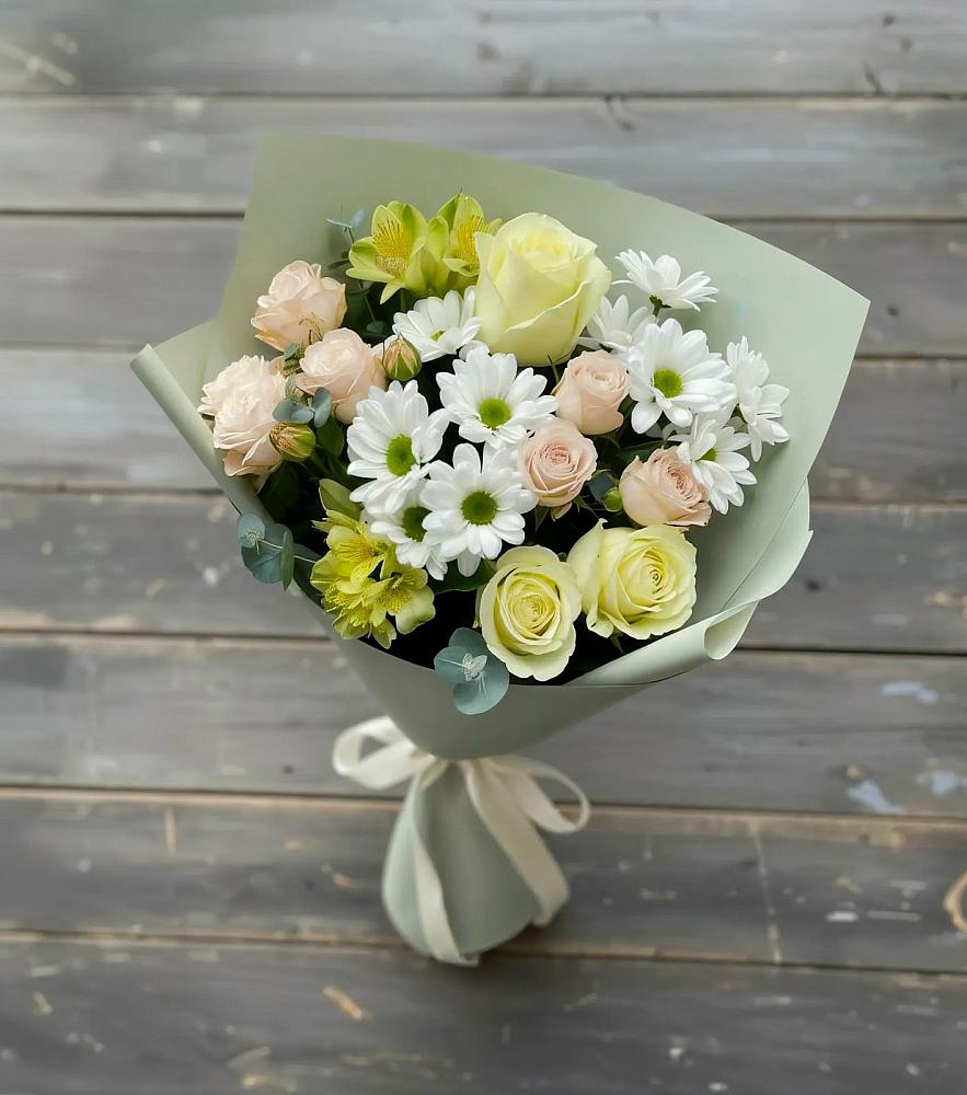 Букет цветов из: Альстромерии, Розы и Хризантемы в Лесном Рязанской области