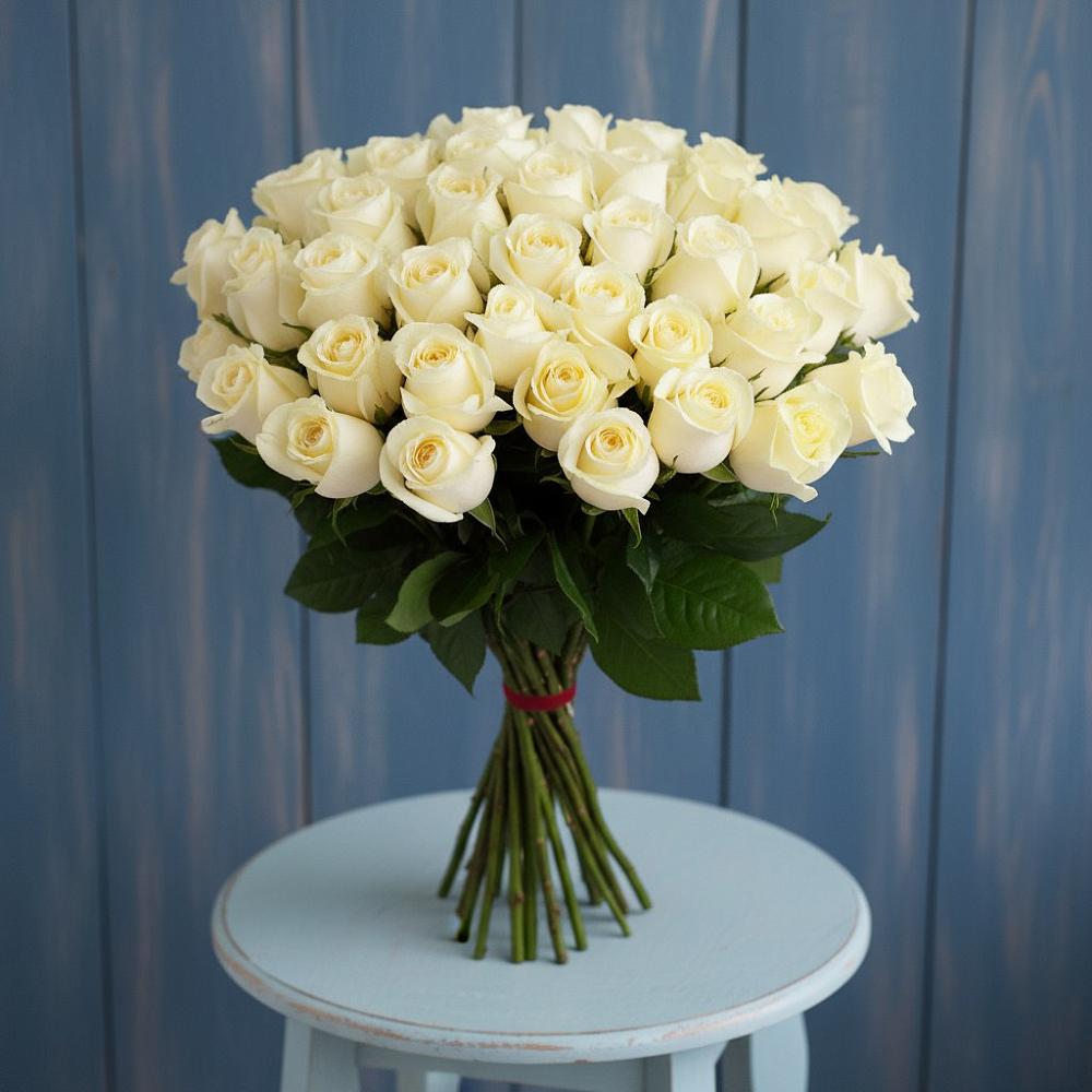 Букет 51 Белая роза Эдлесс Лав в Лесном Рязанской области