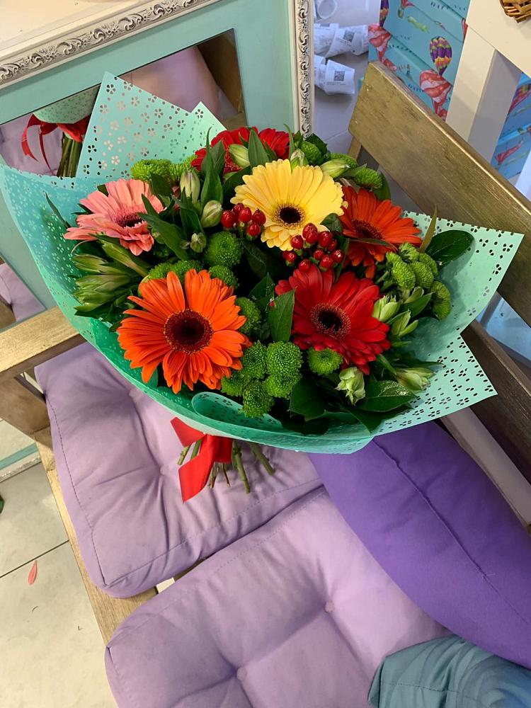 Букет цветов из: Герберы, Хризантемы и Альстромерии в Лесном Рязанской области
