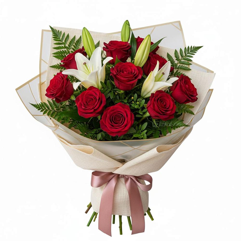 Букет цветов из: Лилии и Розы в Лесном Рязанской области