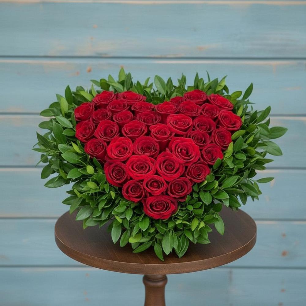 Цветочная композиция из Розы в виде сердца в Лесном Рязанской области