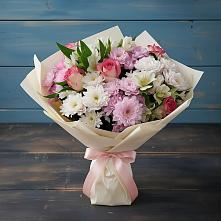 Букет цветов из:  Хризантемы, Альстромерии и Розы в Лесном Рязанской области