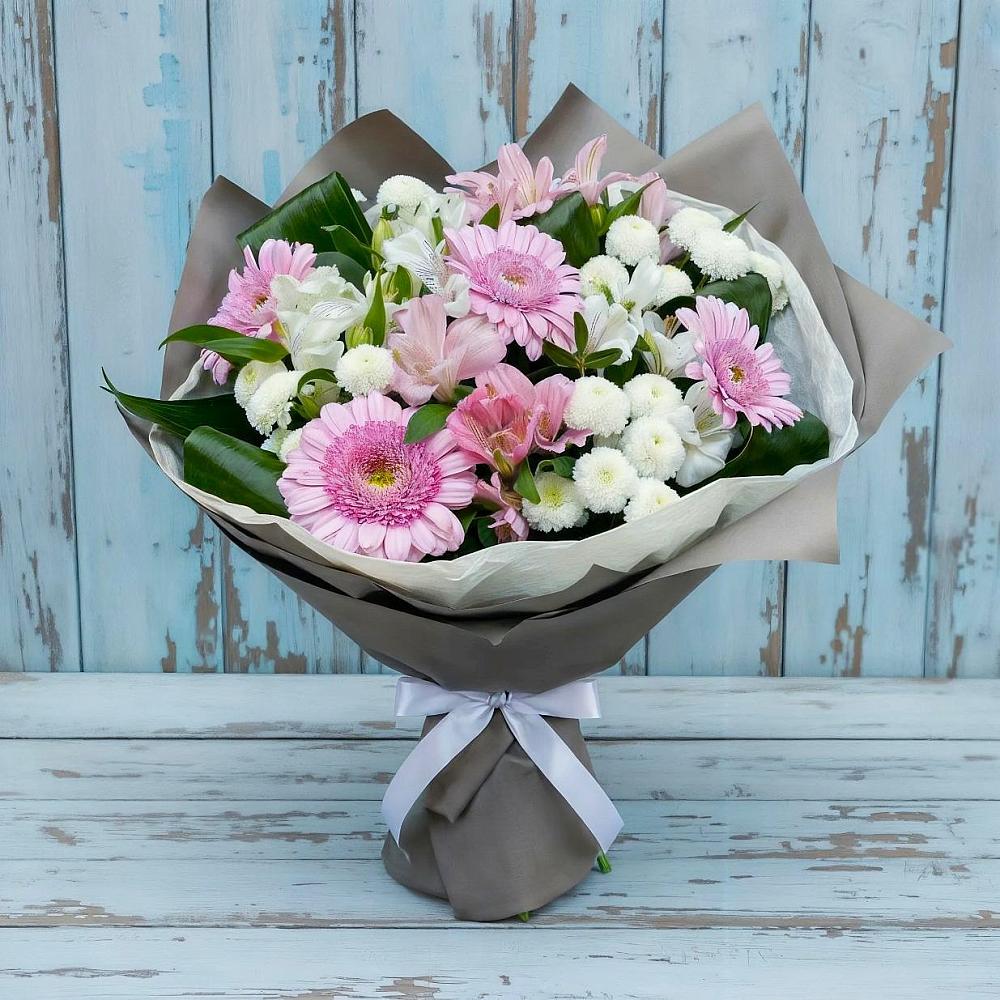 Букет цветов из: Герберы, Альстромерии и Хризантемы в Лесном Рязанской области