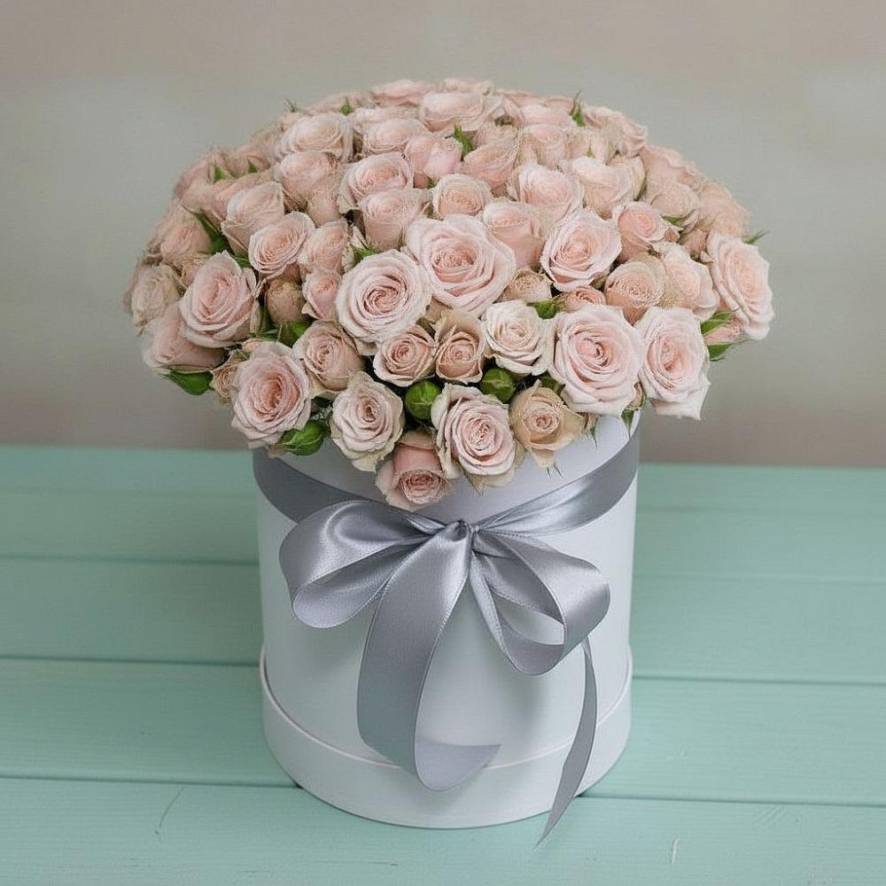 Цветочная композиция из Розы в шляпной коробке в Лесном Рязанской области